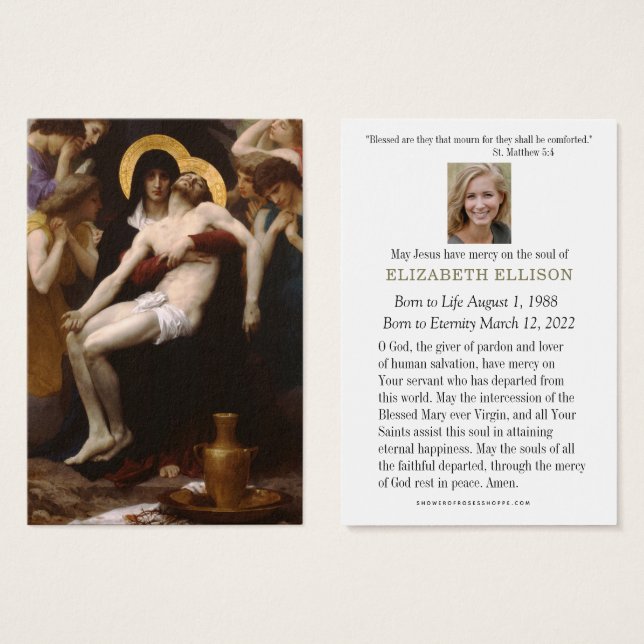 Memorial do Funeral Católico Jesus Mary Pieta (Frente & Verso)