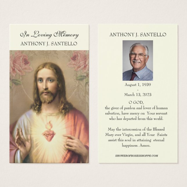 Memorial do Funeral Católico Oração do Santo Livro (Frente & Verso)