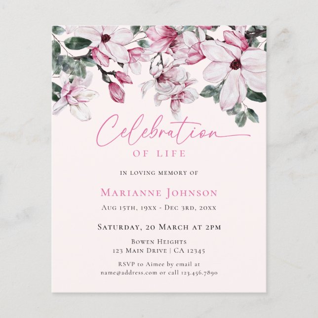 Memorial do Orçamento Celebração Floral Rosa-Rosa  (Frente)