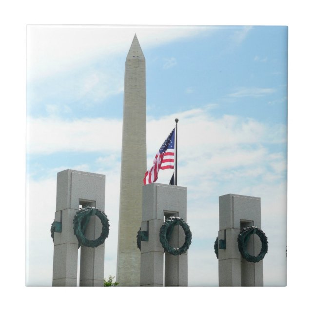 Memorial do Washington Monument e da WWII em DC (Frente)
