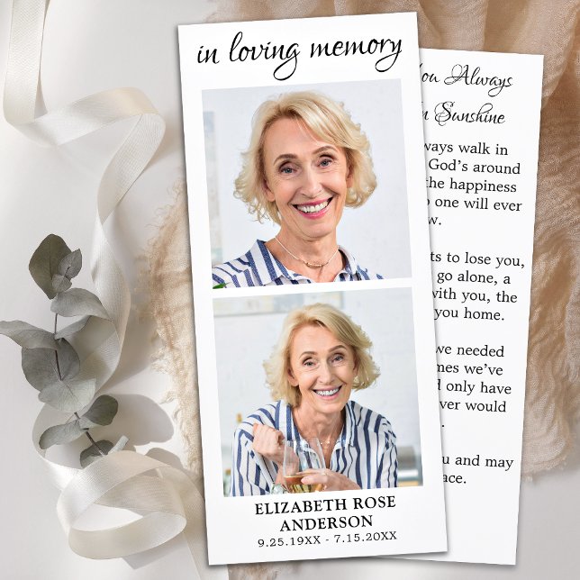 Memorial Elegante 2 Cartão de Oração Funeral Fotog (Criador carregado)