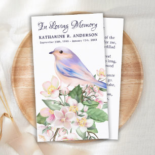 Memorial Floral Bird Funerário Poema de Cartão de