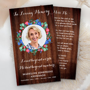 Memorial Floral Rustic Memorial Prayer Sympathy Fo