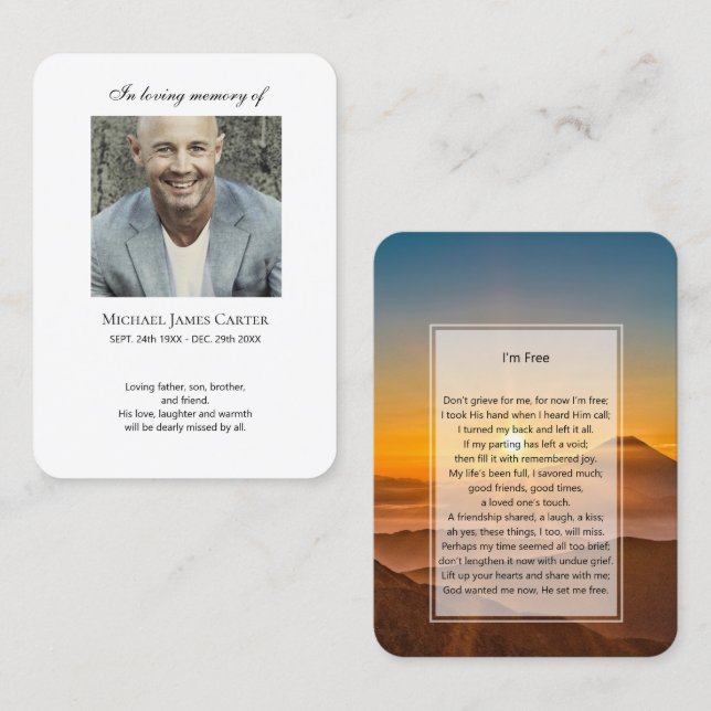 Memorial fotográfico Eu sou Cartão de oração gráti (Frente/Verso)