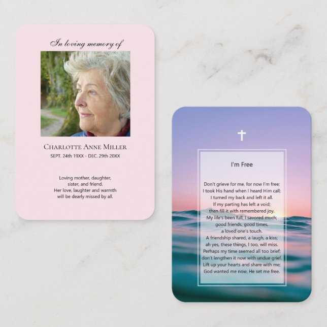 Memorial fotográfico Eu sou Cartão de oração gráti (Frente/Verso)