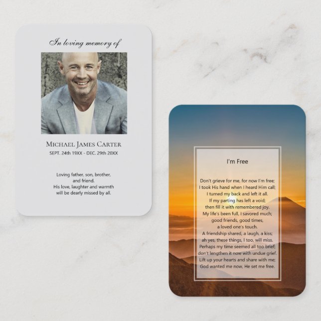 Memorial fotográfico Eu sou Cartão de oração gráti (Frente/Verso)