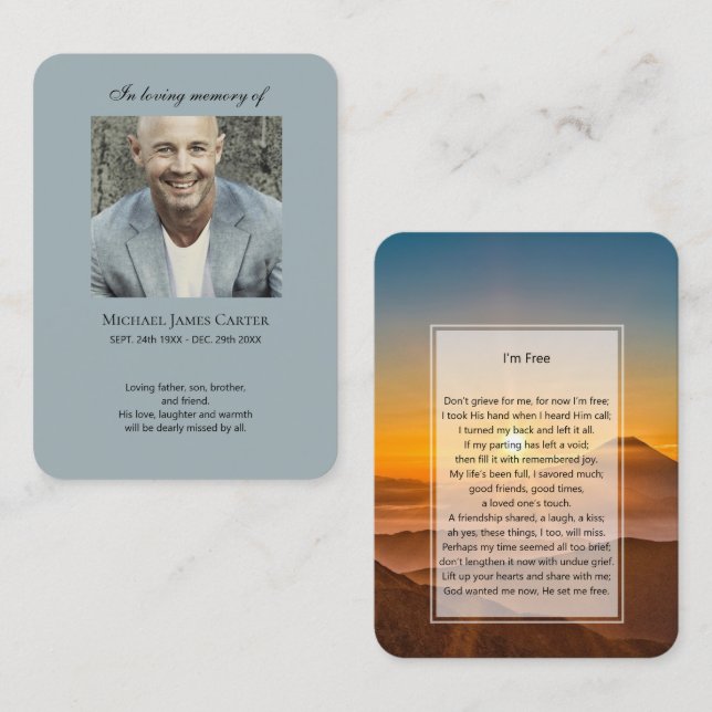 Memorial fotográfico Eu sou Cartão de oração gráti (Frente/Verso)