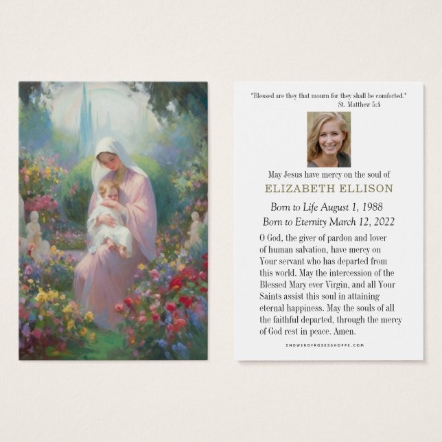 Memorial Funeral Católico Virgem Maria Jesus, (Frente & Verso)