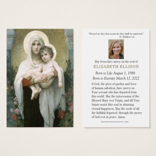 Memorial Funeral Católico Virgem Maria Jesus, (Frente & Verso)