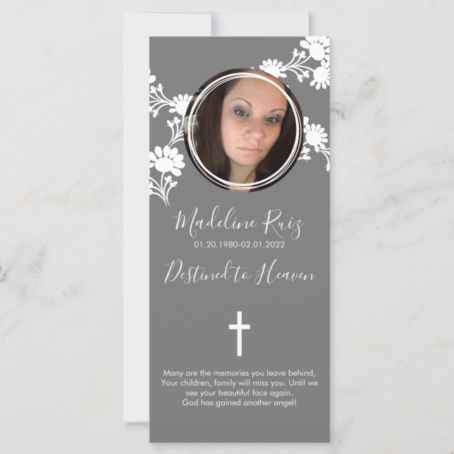 Memorial Funeral Cross Foto Floral Motif (Frente)