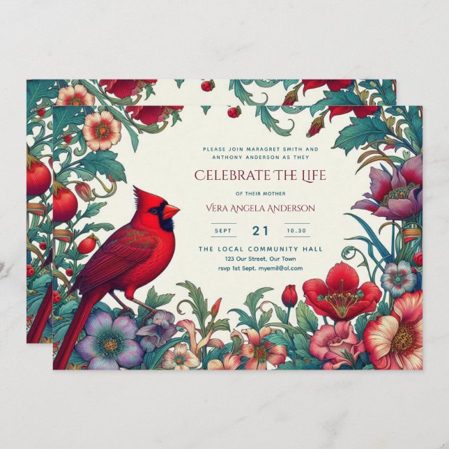 Memorial Funeral da Celebração do Cardeal Vermelho (Frente/Verso)