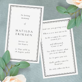 Memorial Funeral Elegante - Cartão de Oração