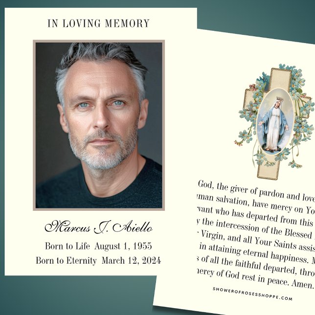 Memorial Funeral Mary Prayer Santa Card (Criador carregado)