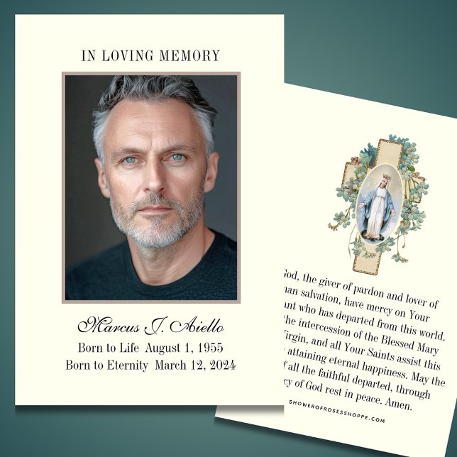 Memorial Funeral Mary Prayer Santa Card (Criador carregado)