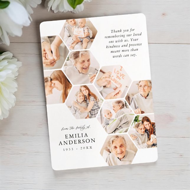 Memorial Funeral Modern Simple 10 Fotografias Card (Criador carregado)