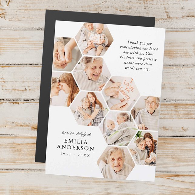 Memorial Funeral Modern Simple 10 Fotografias Card (Criador carregado)