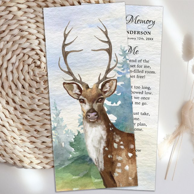 Memorial Funeral Prayer Bookmark Woodland Deer (Criador carregado)