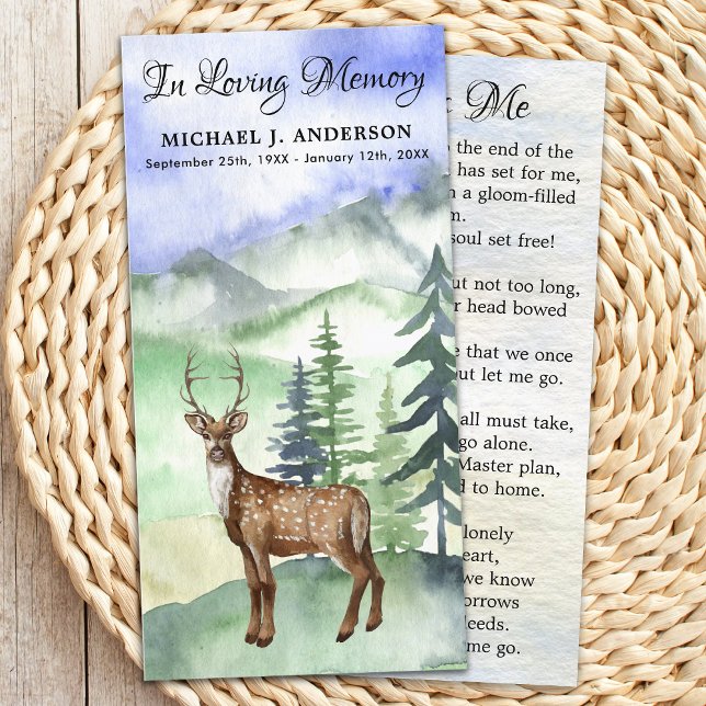 Memorial Funeral Prayer Card Woodland Deer Hunter (Criador carregado)