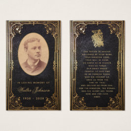 Memorial Funeral Vintage Black Dourado Prayer Card