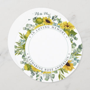 Memorial Funerário Cartão de Oração Sunflower Euca