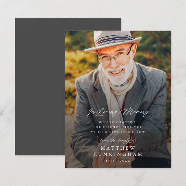 Memorial Modern Simples Em Cartão com fotos De Mem (Frente/Verso)