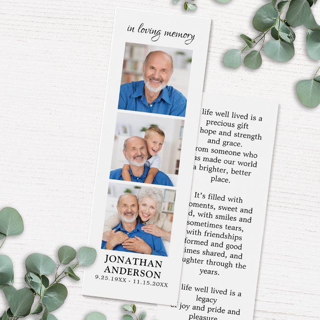 Memorial Moderno 3 Imagem Funerário Prece Bookmark (Criador carregado)