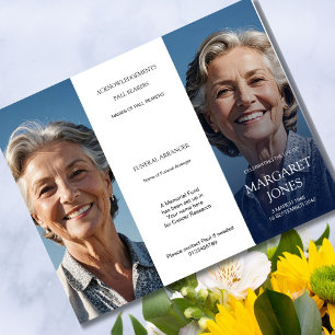 Memorial Photo Order of Ceremony Elegant Triplo