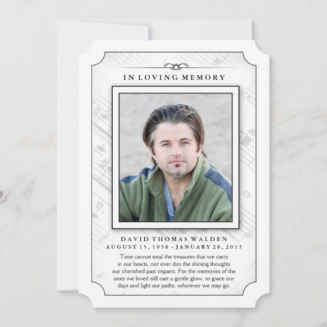 Memorial Photo Sympathy Obrigado - Notas Musicais (Frente)