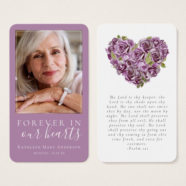 Memorial Prayer Card | Hydrangea Heart (Frente & Verso)