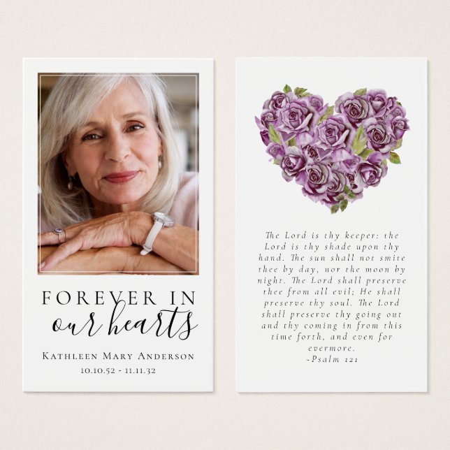 Memorial Prayer Card | Hydrangea Heart (Frente & Verso)