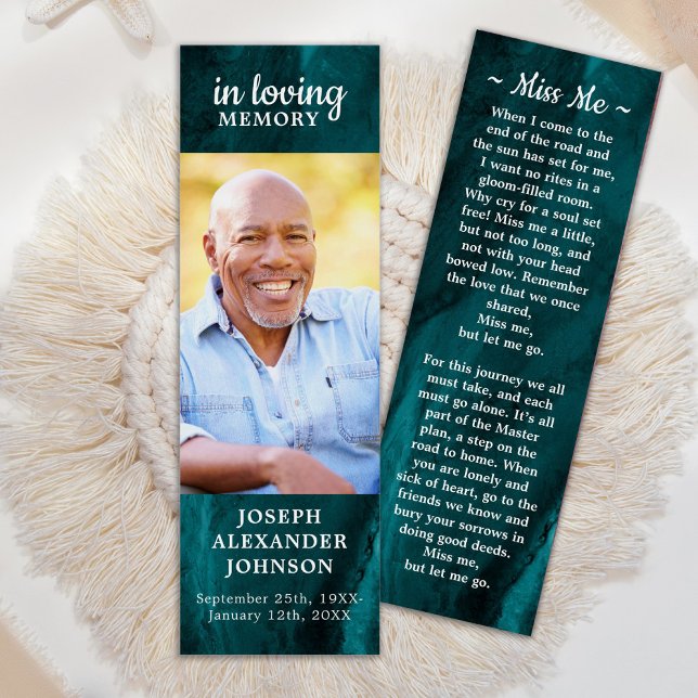 Memorial Prayer Green Marble Funeral Poem Bookmark (Criador carregado)