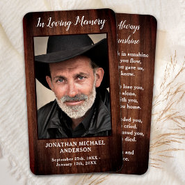 Memorial Rustic Country Foto Funeral Prayer Card