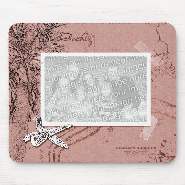 Memórias da praia Vintage Foto do Mousepad (Frente)