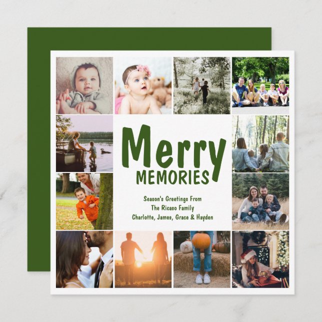 Memórias de feliz 12 Modelo de Foto Natal (Frente/Verso)