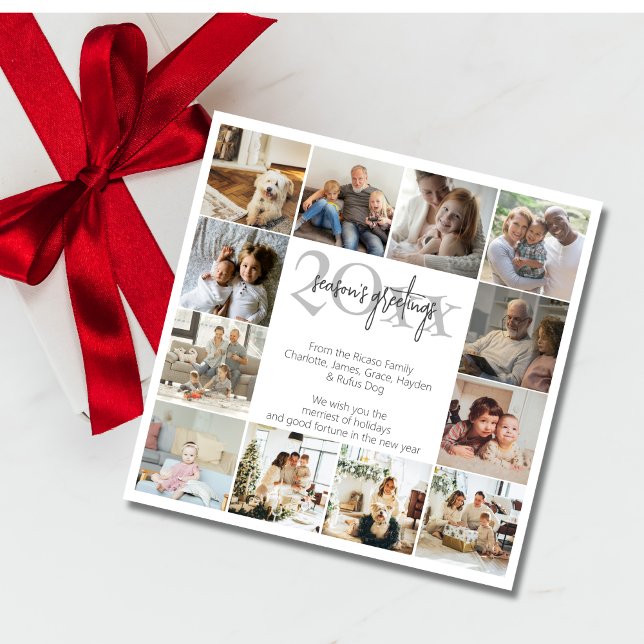 Memórias de Férias 12 Modelo de Foto Natal (Holiday Memories 12 Photo Template Christmas cards by Ricaso. Add photographs and your own message)