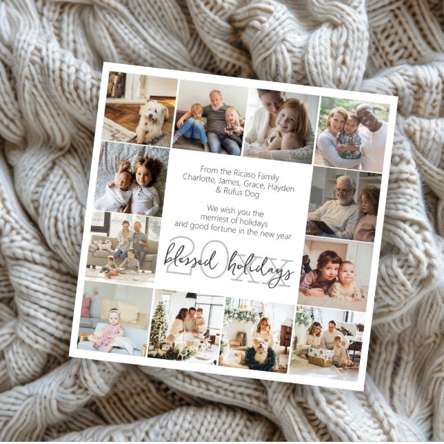 Memórias de Férias 12 Modelo de Foto Natal (Holiday Memories 12 Photo Template Christmas cards from Ricaso. Your own photograph, make your own)