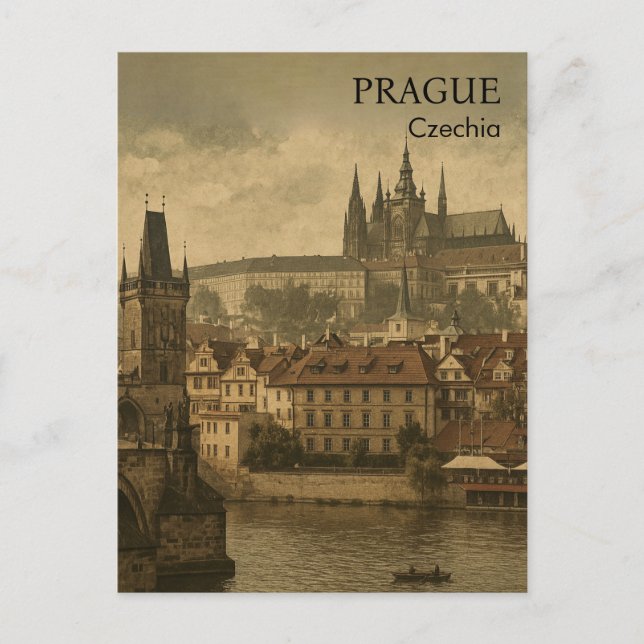 Memórias Vintage de Praga  Cartão Postal de Viagen (Frente)