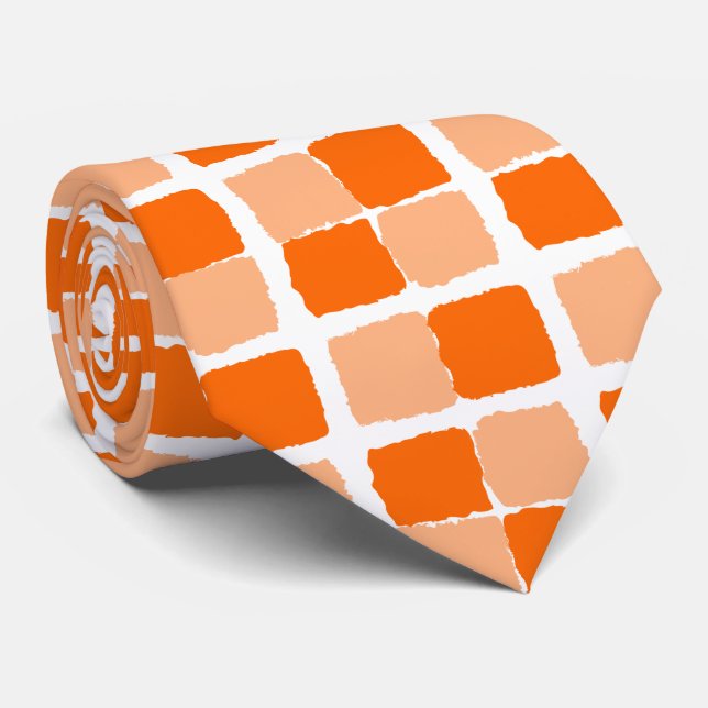 Men Designer Gravatas Orange Squares (Rolled)
