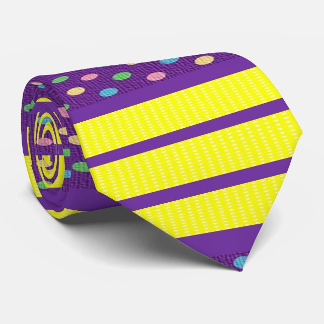 Men Designer Gravatas Purple Yellow (Rolled)