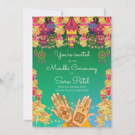 Mendhi Night convida e convites de festas Henna