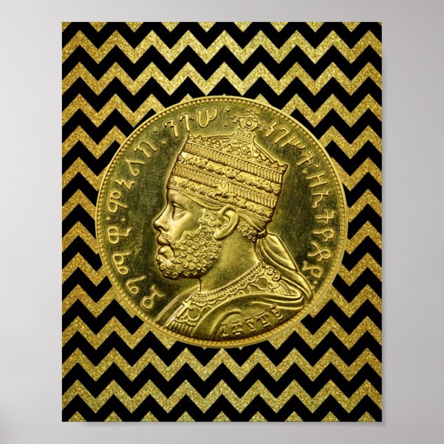 Menelik II Lion Rasta Solomon Jah Rastafari Poster (Frente)