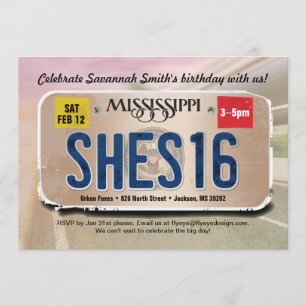 Menina 16º Aniversário Convite para Licença no Mis