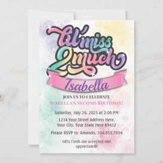 Menina 2 Muito Convite De Aniversário!