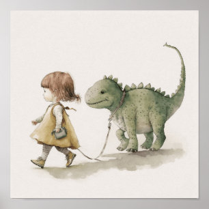 Menina adorável andando pôster de arte de parede d