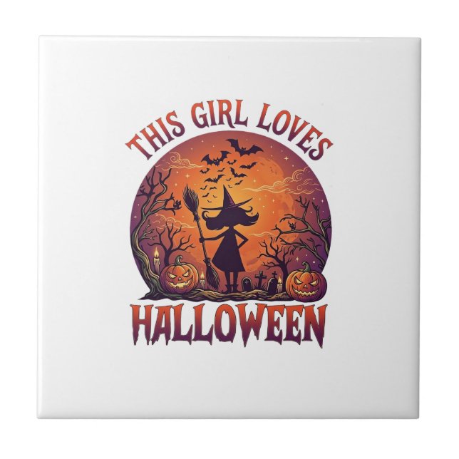 Menina Ama Bruxas de Halloween Abóboras Morcegos_1 (Frente)