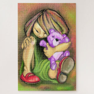 Menina ama pintura de Quebra-cabeça do Urso de Br