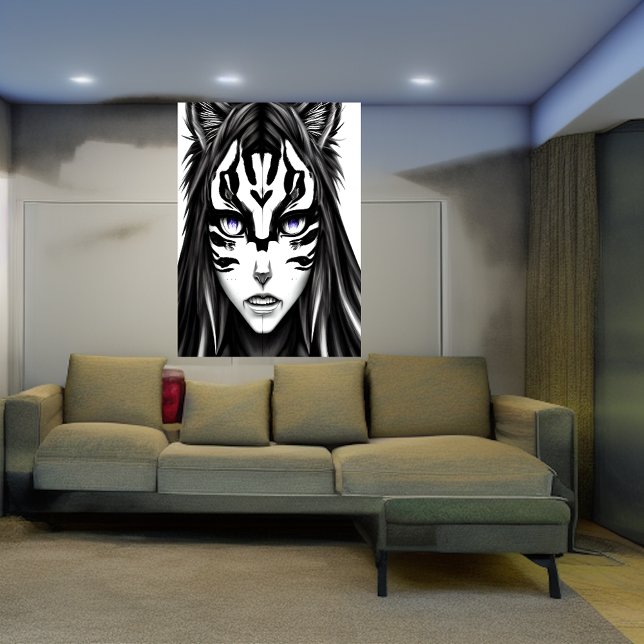 Menina animada com olhos roxos | AI Art Poster (Criador carregado)