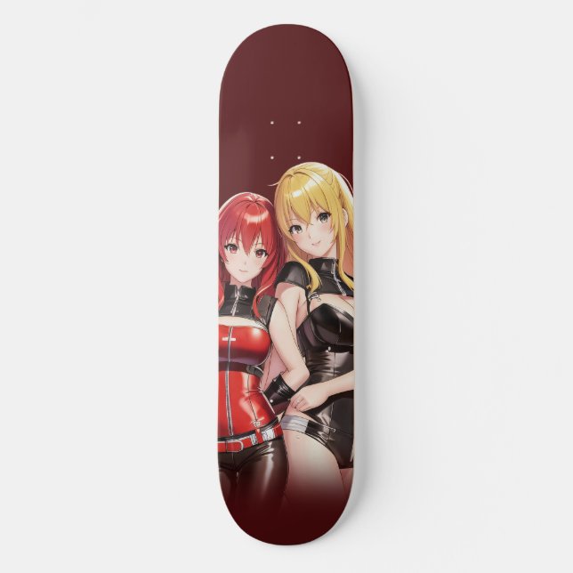 menina anime de skate cor marrom (Frente)
