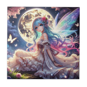 Menina Anime Princesa Fada da Lua no Jardim