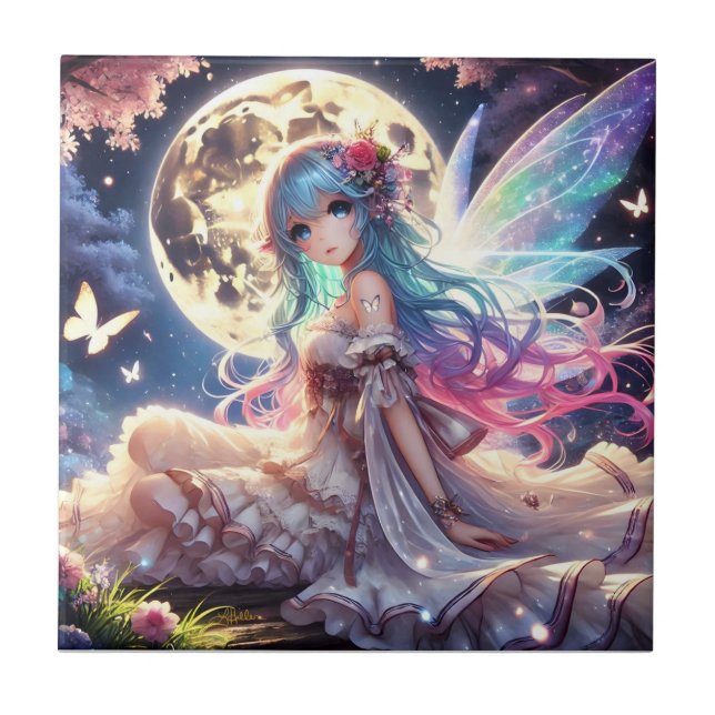 Menina Anime Princesa Fada da Lua no Jardim (Frente)
